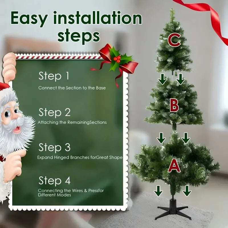 300 Warm LED Multicolor Lights Christmas Tree 360 Rotating Design Holiday Decor