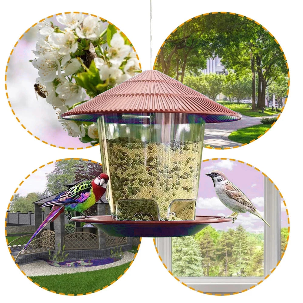 Hanging Wild Bird Feeder Transparent Seed Feeder for Outdoor Garden & Backyard