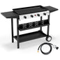 Portable 4-Burner Propane Griddle – 40,000 BTU Outdoor Gas Grill with Enamel Tray, Rolling Cart, Side Shelves & Ignition – Flat Top BBQ Griddle for Backyard & Camping