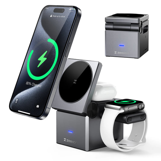 ZeeHoo 3-in-1 Magnetic Wireless Charging Station for Apple Devices