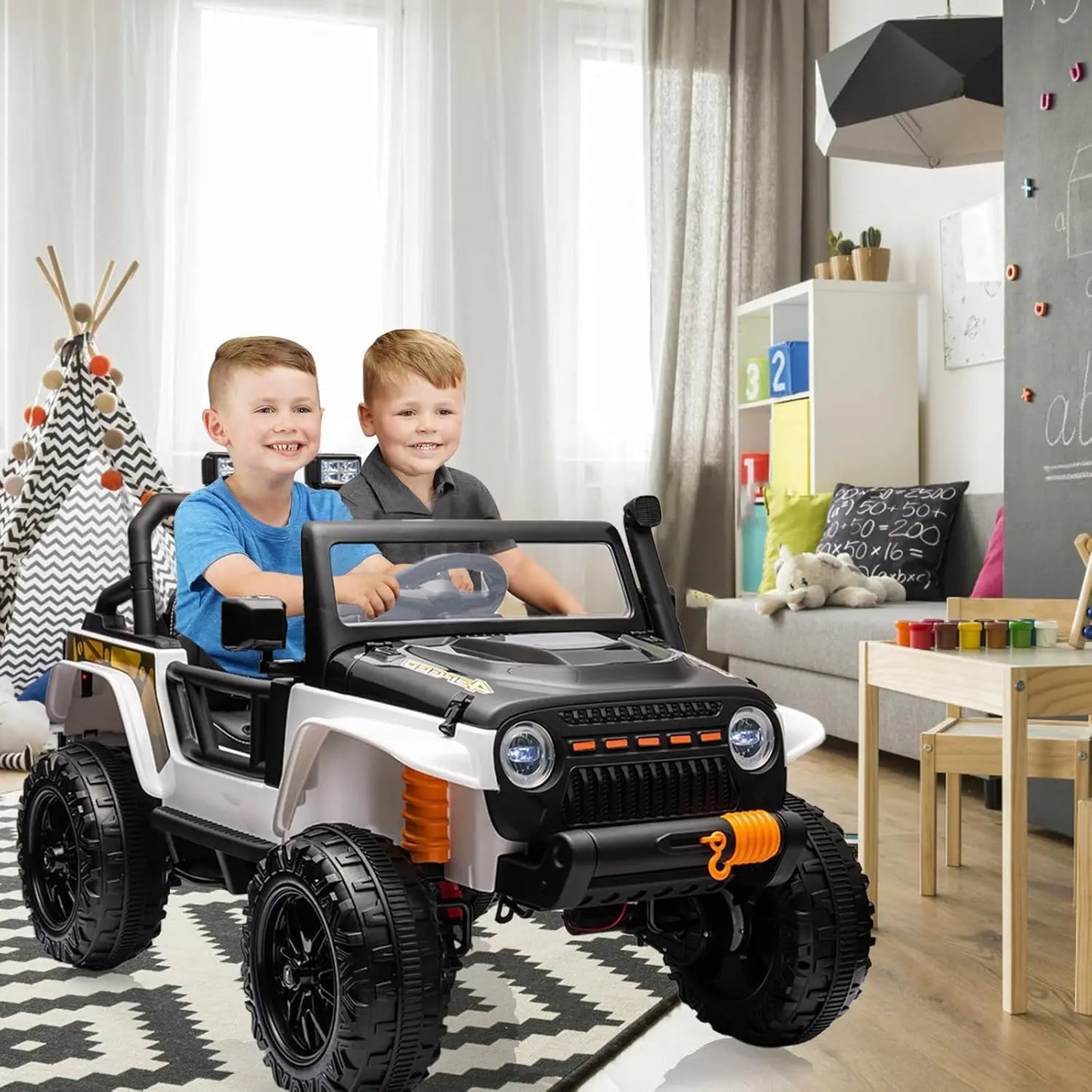 24V 2-Seater Kids Ride-On Truck with Remote Control – 4×55W Motors, 4WD Suspension, LED Lights & Bluetooth – Up to 220lbs Load