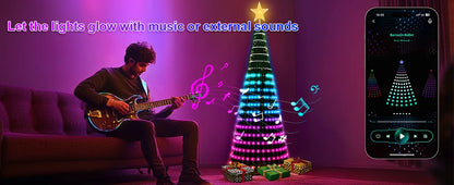 7FT 400LEDs Smart LED Dynamic RGB Color App Music Sync Timer Christmas Tree Lights