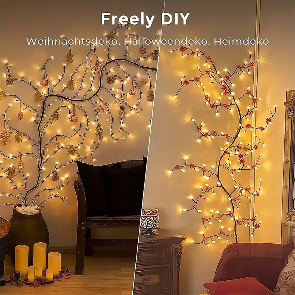 96 LED Solar Tree & Vine Wall Lamp – DIY Warm White Fairy Lights