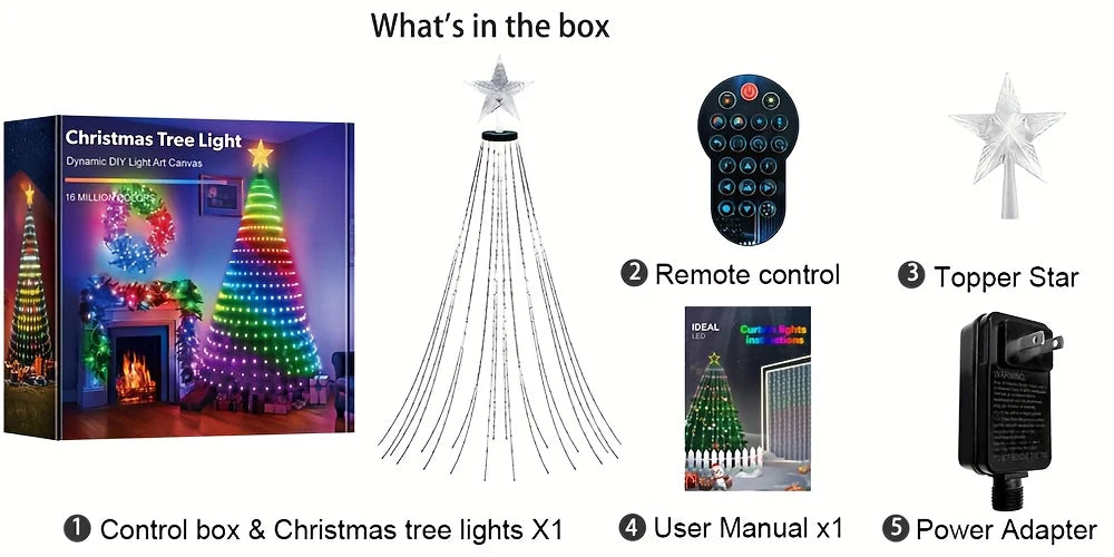 Smart WiFi 400 LED Music Sync APP Indoor Outdoor Waterproof Christmas Tree Lights DIY Pattern