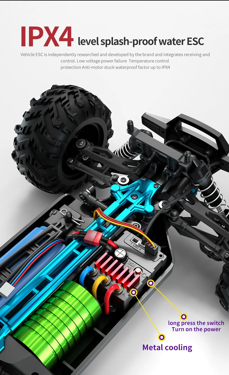 Teeggi 16101 / 16102 PRO 1:16 RC Drift Car – 70KM/H Brushless 4WD Off-Road Monster Truck with LED Lights