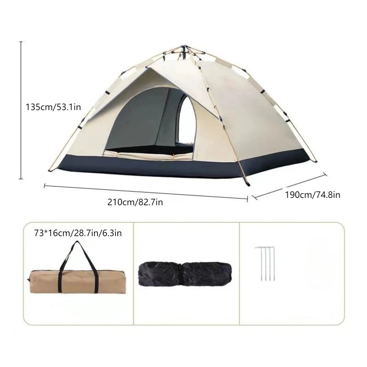 Outdoor Automatic Quick-Opening Tent Automatic Rainproof Sunshine-Proof Tent Two Doors