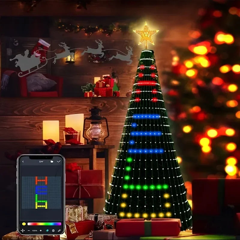 MIMIRGB 6.89FT Smart Christmas Tree Light 400 LED Indoor String Light with Remote Control DIY Text Christmas Tree Decoration