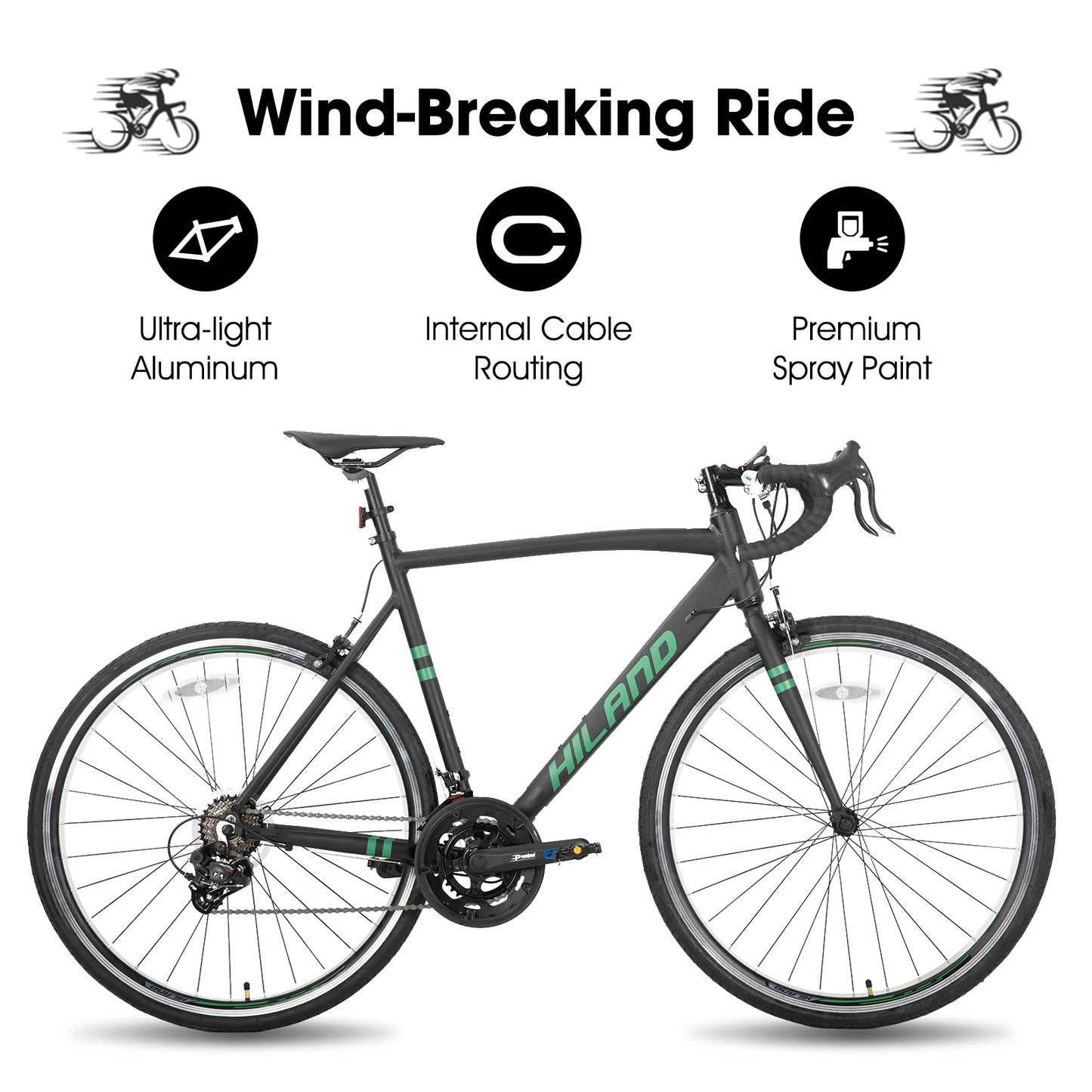 Hiland Aluminum Road Bike – 14 Speed Shimano Racing Bicycle