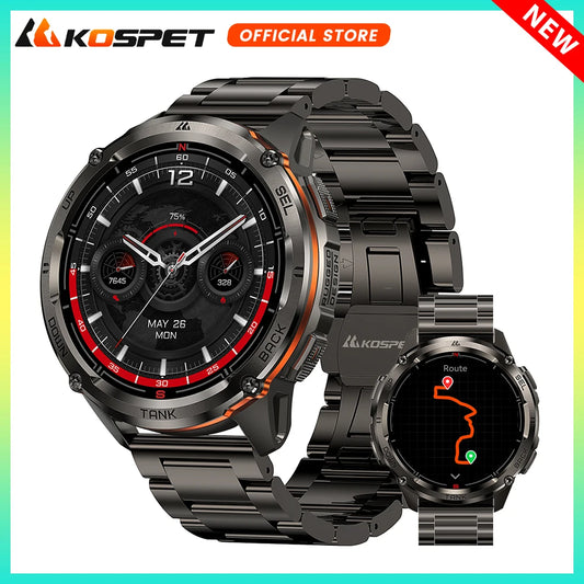 KOSPET TANK T3 Ultra 2 GPS Smartwatch for Men – Compass, Altimeter, Barometer, 5ATM Waterproof, AMOLED Display