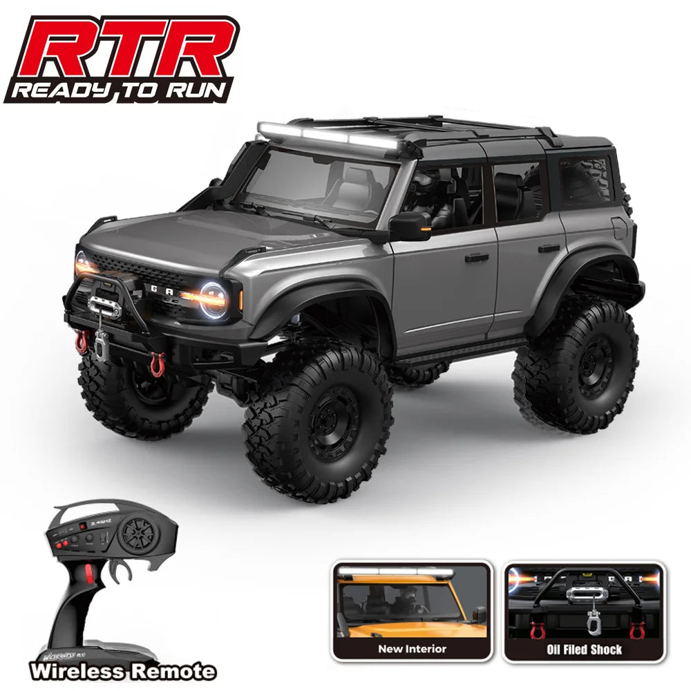 1/10 HB RC Crawler 4WD RTR Rock Off-Road Vehicle – Metal Gears, LED Lights, 2-Speed, Remote Control Truck for Adults