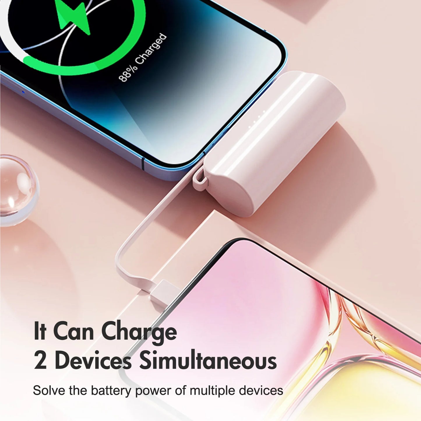 Mini Portable Power Bank 4500mAh – Capsule Charger with Dual USB-C Ports
