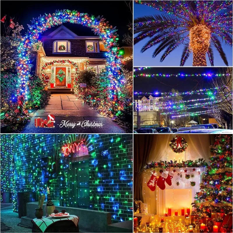 200 LEDs 82ft Multicolor Christmas Tree Lights, LED Christmas Light String, 8 Fairy Light Modes with Memory Timer Function