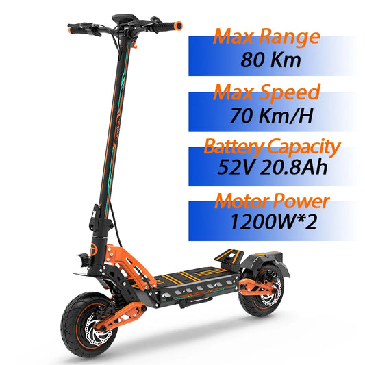 DT10 Dual Motor Electric Scooter – 2800W, 60KM/H, 70KM Range
