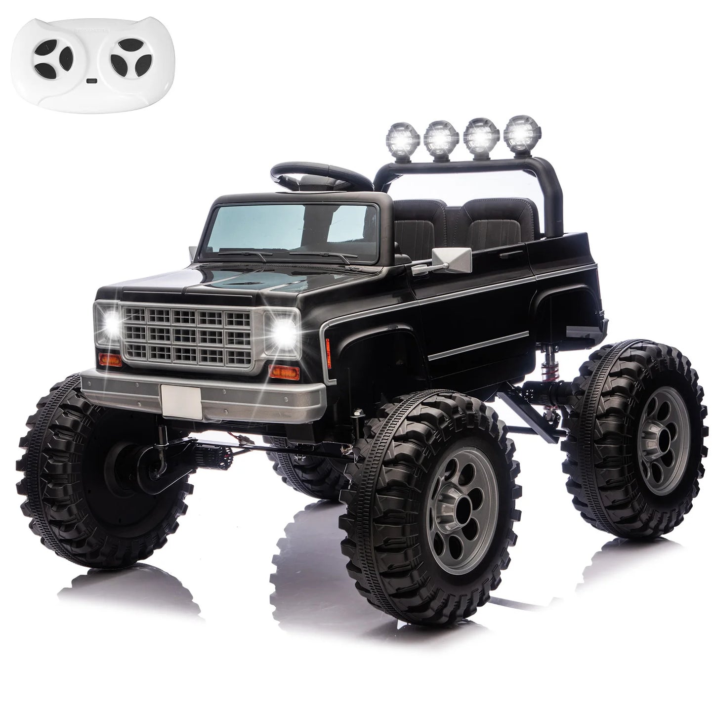 24V Off-Road Electric Ride-On Truck for Kids – Dual Motors – Big Wheels – MP3, Remote Control, LED Lights – Black