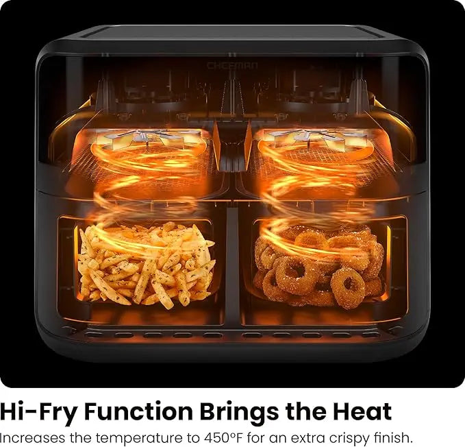 Chefman TurboFry® Touch 6-Quart Dual Basket Air Fryer – Sync Cook Finish, Hi-Fry Crisp Mode, Digital Touchscreen