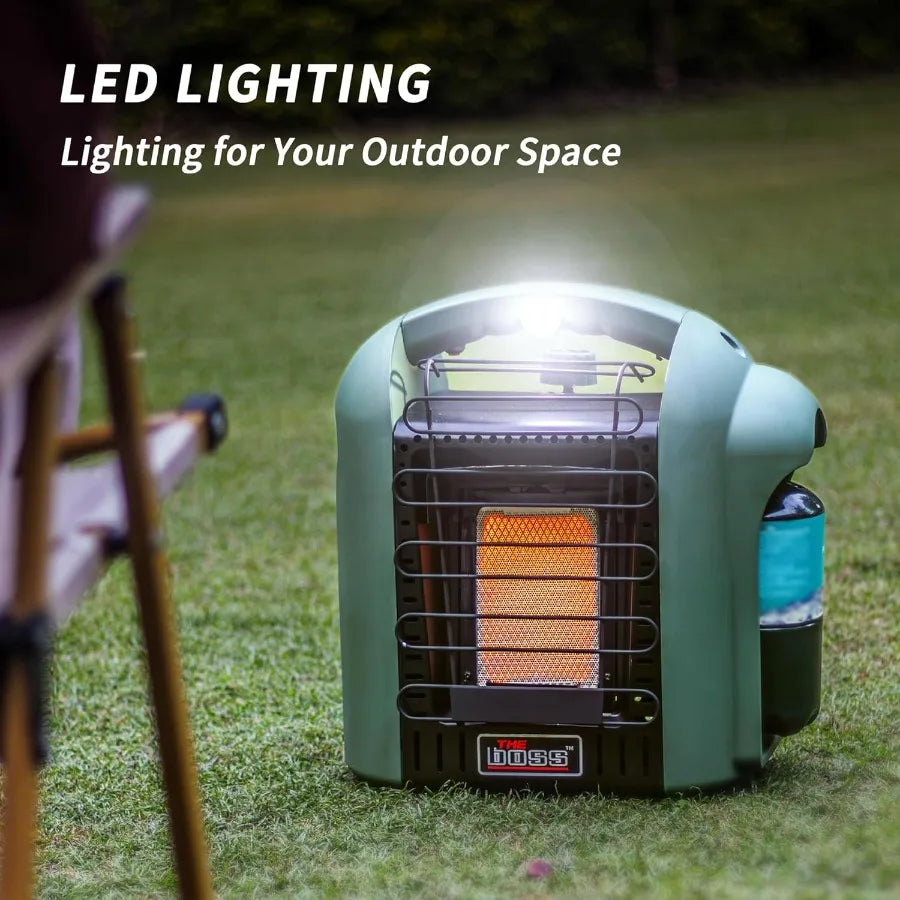 Portable 6,000 BTU Propane Space Heater with LED Light – Compact Outdoor Heater for Camping, Patios & Small Spaces