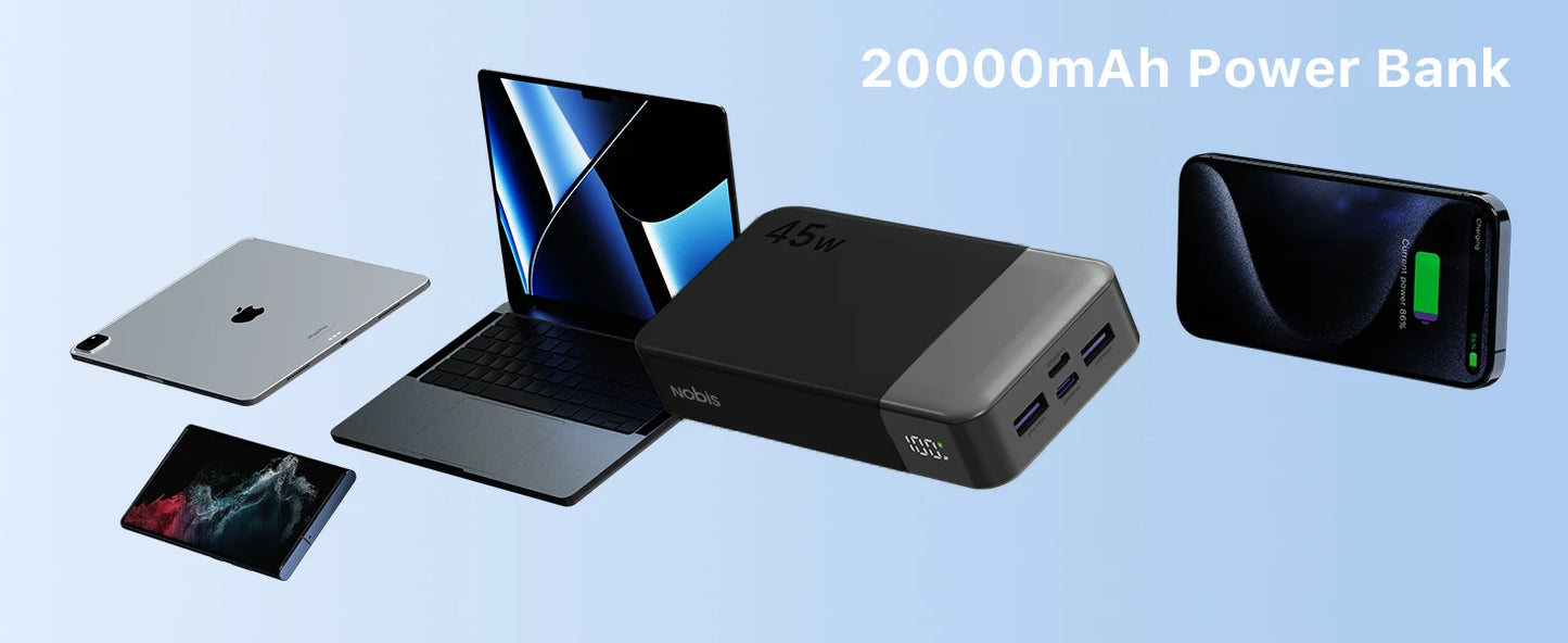 NOBIS 45W Fast Charging Power Bank 20000mAh Portable Charger