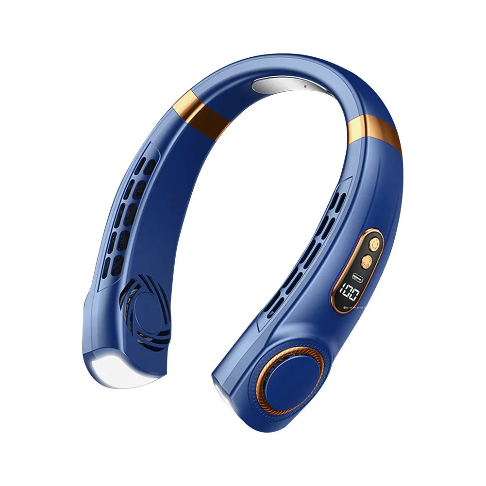 Bladeless Portable Neck Fan – USB Rechargeable, 5-Speed, Digital Display