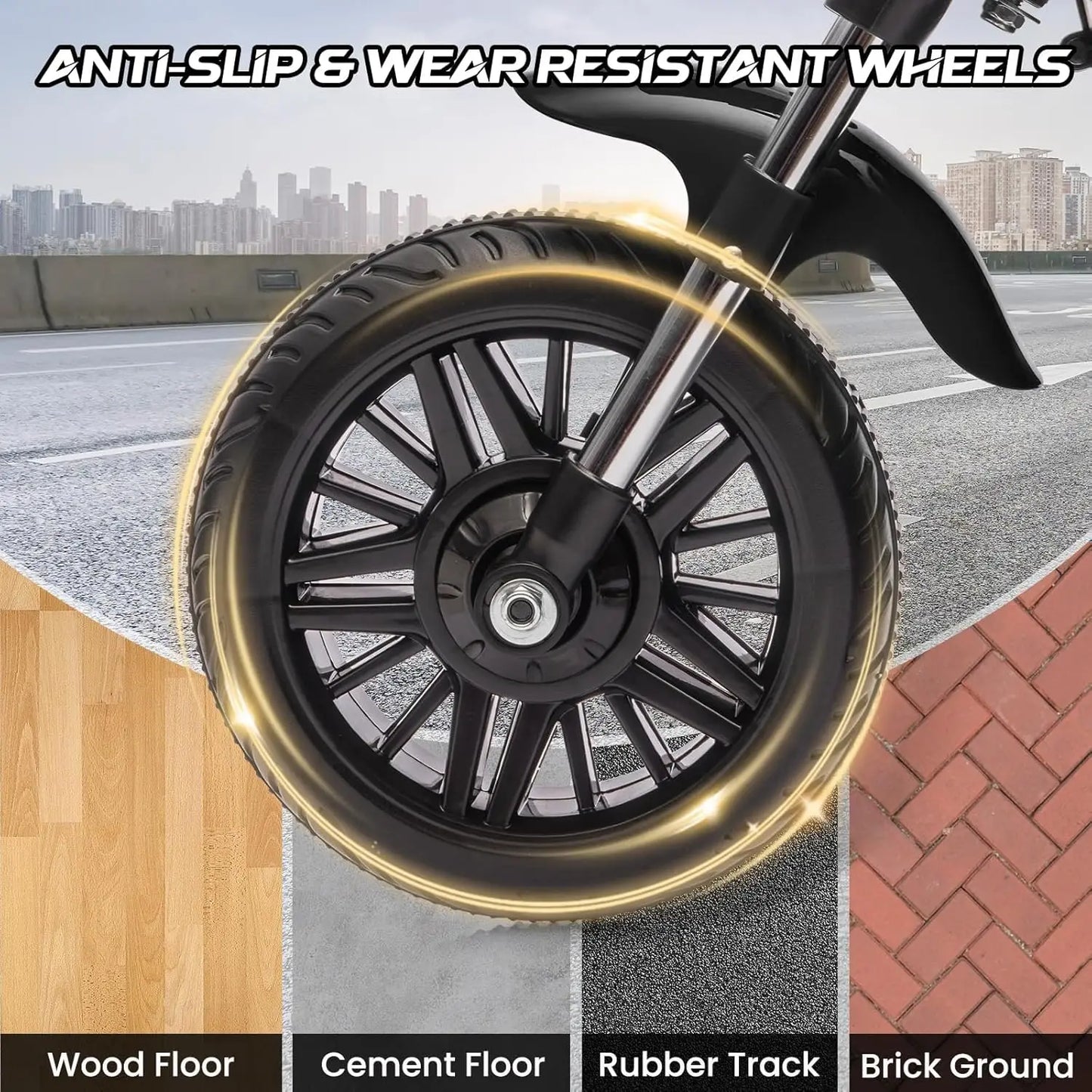 3-Wheel Kids Ride-On Motorcycle – 12V Electric Bike with Headlight, Training Wheels, Music, & Reverse Mode