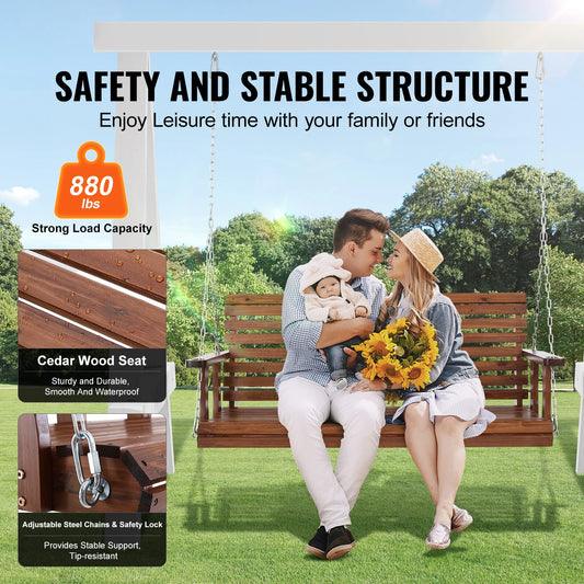 Wooden Porch Swing 5 FT – Heavy-Duty Outdoor Hanging Bench