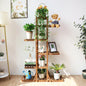 6 Tier Wooden Plant Stand Carbonized Wood Flower Pot Rack for Indoor & Outdoor Display