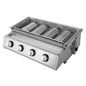 Portable 4-Burner Stainless Steel LPG Gas Grill – Smokeless Tabletop BBQ Grill with Adjustable Height and Removable Grate for Outdoor Cooking