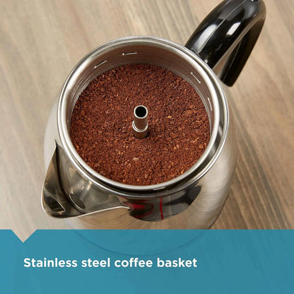 Farberware 4-Cup Electric Coffee Percolator – Stainless Steel Coffee Maker with Automatic Keep Warm & No-Drip Spout