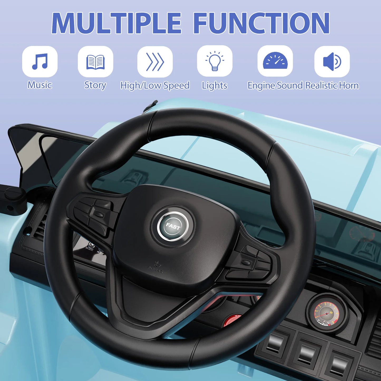 12V Electric Ride-On Truck for Kids – Battery-Powered Vehicle with Remote Control, LED Lights, Music & Spring Suspension