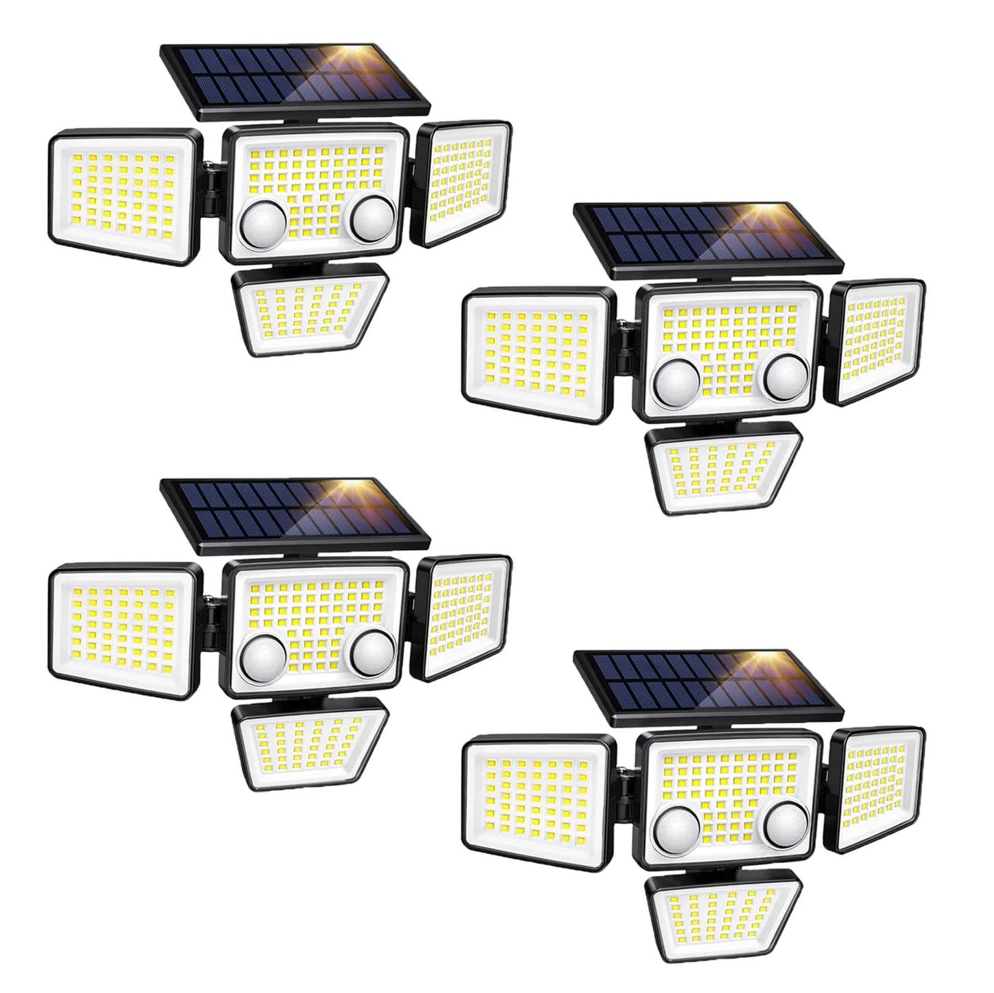 2024 Upgraded 4-Head Solar Motion Sensor Outdoor Lights