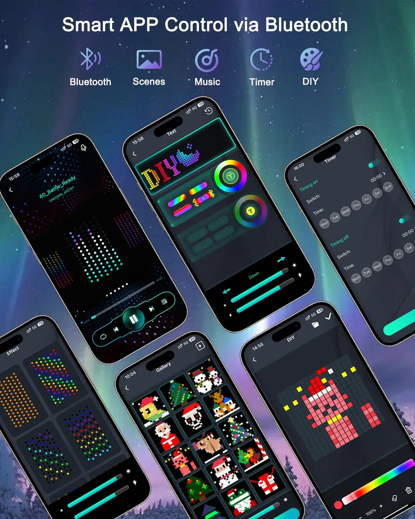 LED RGB Controlled Text Programmable Music Sync Remote Smart App String Fairy Lights Curtain