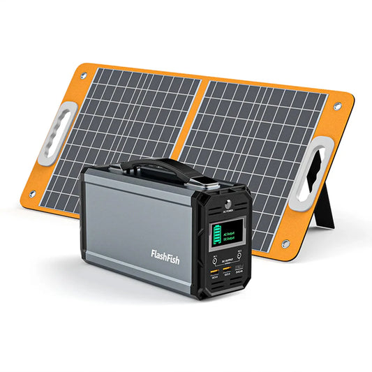 240V portable power station equipped with a 350W60000mAh generator and 60W foldable solar panels for family camping trips