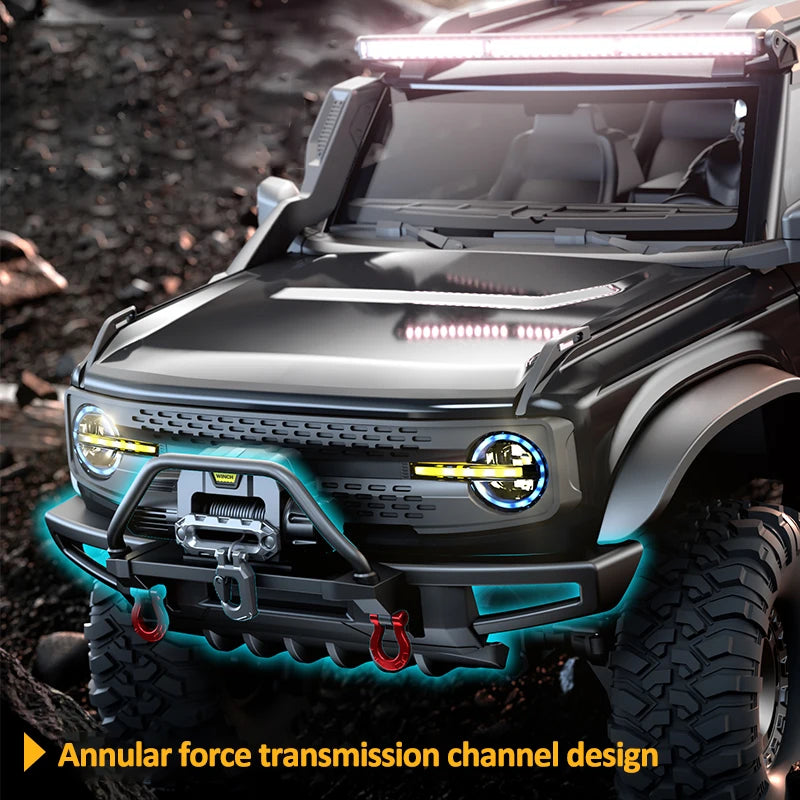 1/10 HB RC Crawler 4WD RTR Rock Off-Road Vehicle – Metal Gears, LED Lights, 2-Speed, Remote Control Truck for Adults