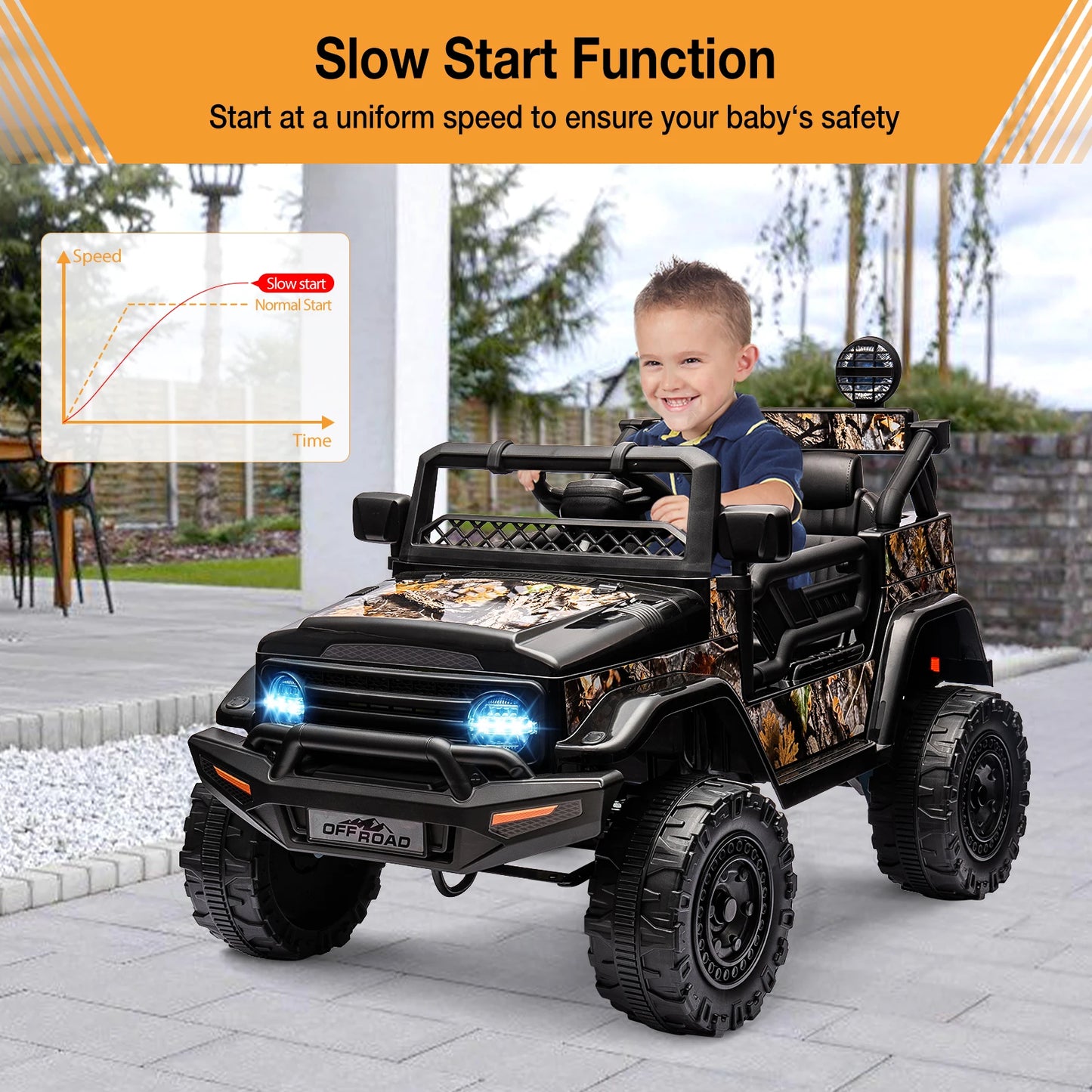 12V Ride-On Truck for Kids – 2 Seater Electric Vehicle with Remote Control, Bluetooth Audio & LED Lights