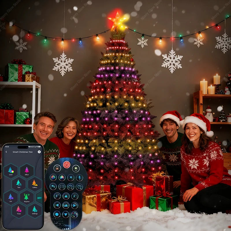 6.9FT/2.1M Christmas Tree Star Lights 400LEDs RGB Light with Remote Timer Music Sync Bluetooth App Controlled Holiday Lighting
