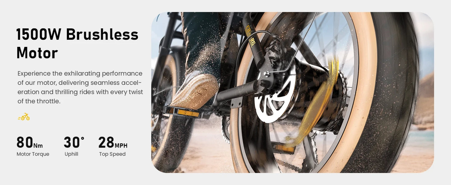 R6 Fat Tire Electric Bike – 1500W Off-Road Power with Full Suspension