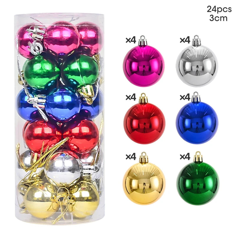 24/36 Pcs Hanging Christmas Tree Ornaments 3/4CM Balls Multiple Colors