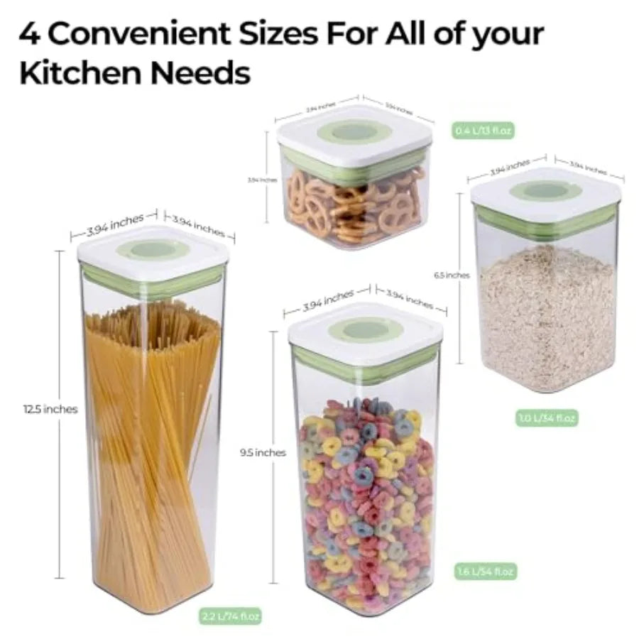 linoroso Pop Airtight Food Storage Containers with Date Recording Lids Stackable Plastic Storage Containers Set of 7 Dry Cereal