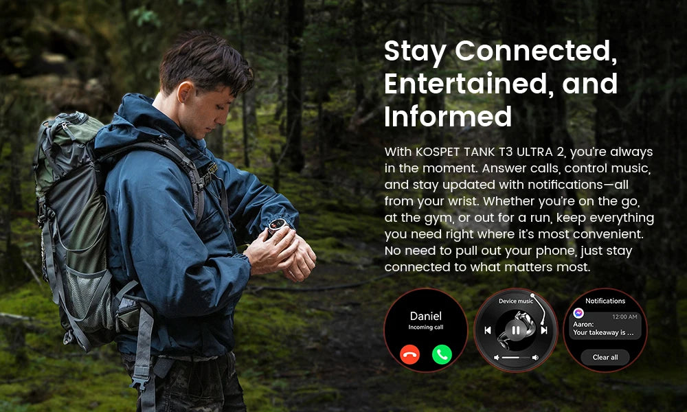 KOSPET TANK T3 Ultra 2 GPS Smartwatch for Men – Compass, Altimeter, Barometer, 5ATM Waterproof, AMOLED Display