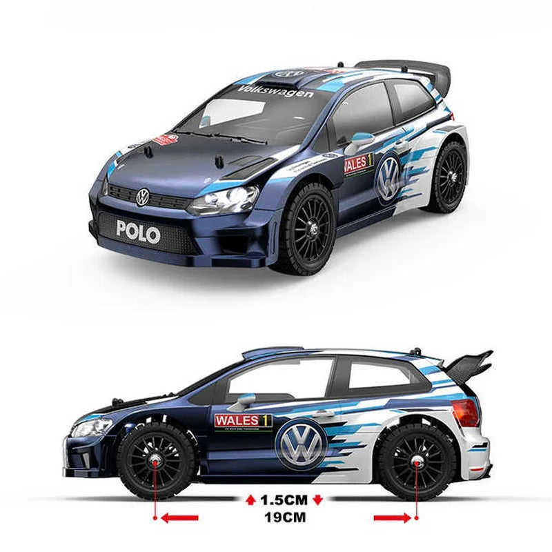 MJX Hyper Go 14304 1:14 Volkswagen Polo R WRC Brushless RC Car – 42KM/H Drift Rally Racer with Gyro, Lights & Metal Chassis