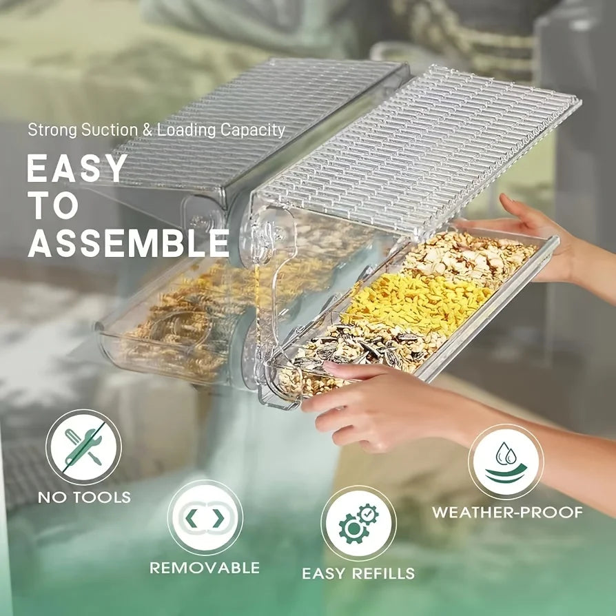 Large Window Bird Feeder with Strong Suction Cups & Removable Seed Tray