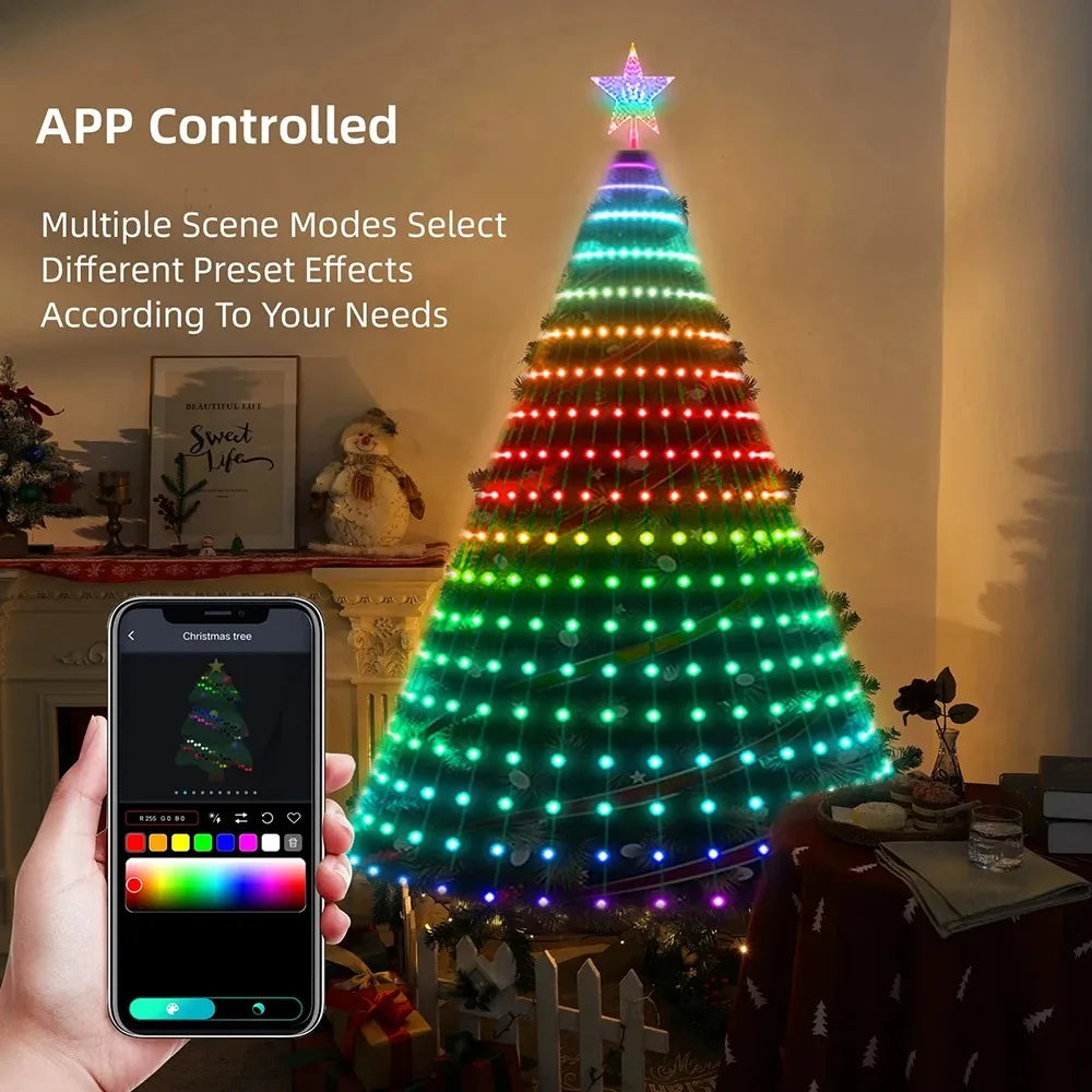 7FT 400LEDs Smart LED Dynamic RGB Color App Music Sync Timer Christmas Tree Lights