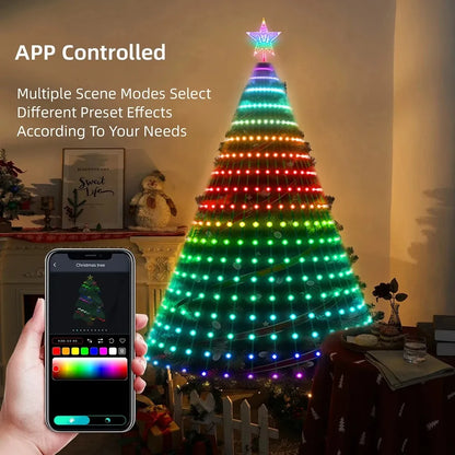 7FT 400LEDs Smart LED Dynamic RGB Color App Music Sync Timer Christmas Tree Lights
