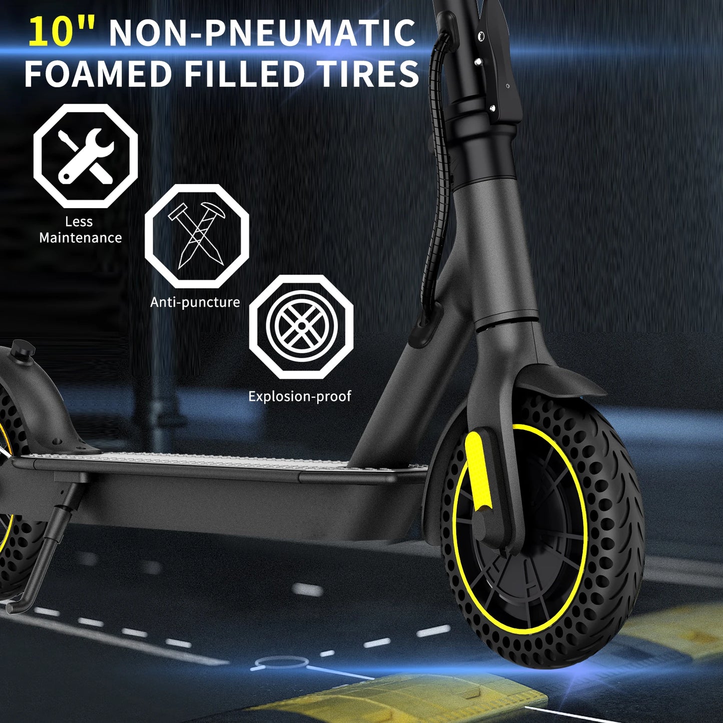 350W Electric Scooter with APP Control – 10" Solid Tires, Foldable & Waterproof