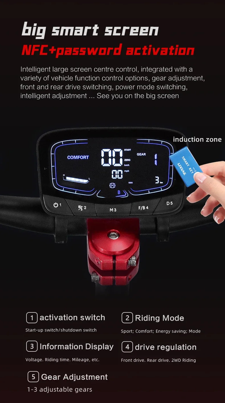 Boyueda S5 Electric Scooter – 6000W Dual Motor, 60V 38Ah Battery, 85 KM/H Max Speed, 120 KM Range, Hydraulic Suspension and Brakes