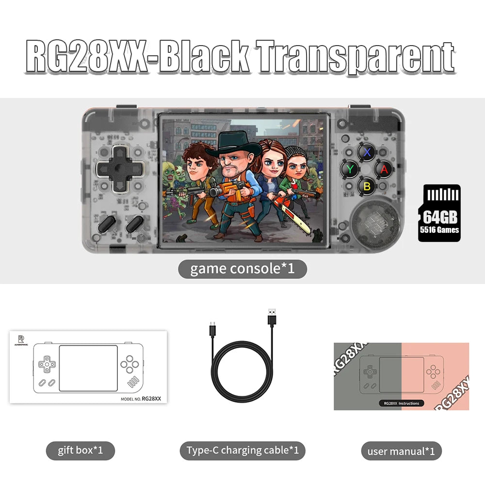 ANBERNIC RG28XX Retro Handheld Gaming Console – 64GB Linux System, 30+ Emulators & 5000+ Games