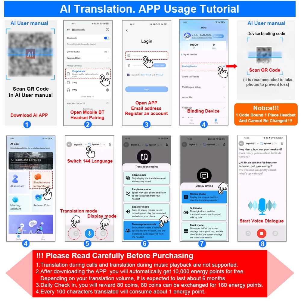 GreatWall AI Real-Time Translation Wireless Bluetooth Earphones