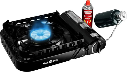 15,000 BTU Dual Fuel Portable Camping Stove – Propane or Butane with Carrying Case