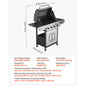 SucceBuy Gas Grill 4 Burner Propane Gas Grill with Side Burner 425 SQ.In Grilling Area 52,000 BTU Patio Garden BBQ Grills