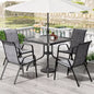 5-Piece Patio Dining Set Outdoor Furniture with Stackable Textilene Chairs & Glass Table