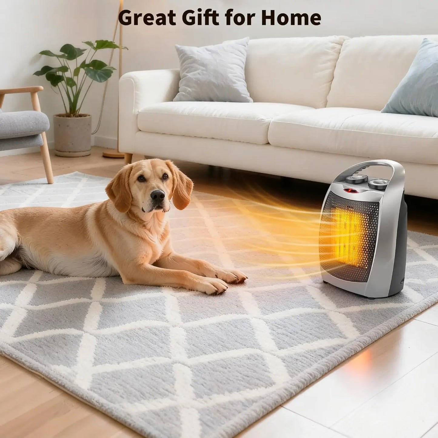 Portable Electric Space Heater for Home & Office – 1500W/750W Ceramic Desktop Heater with Thermostat, Tip-Over & Overheat Protection